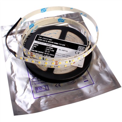 Şerit Led İç Mekan IP33 2835 24 V 7.5 W/Mt 8 mm 112 Led 6.500K Beyaz (1 Mt Fiyatı)