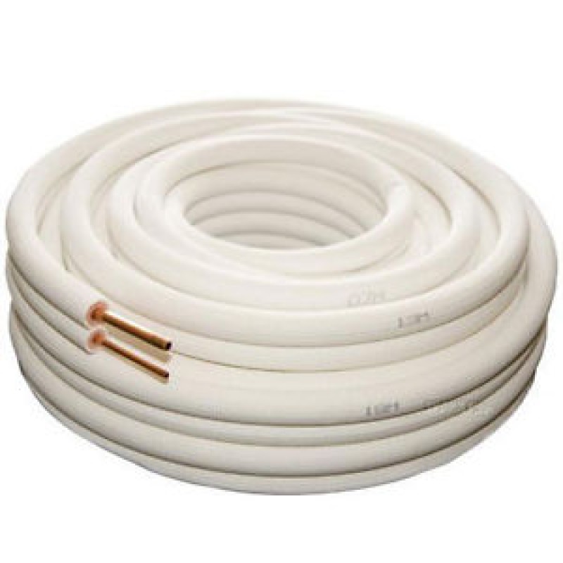 (SPLIT) Beyaz İzolasyonlu 9 Mm Çiftli Bakır Boru 1/4 - 1/2 50 Mt