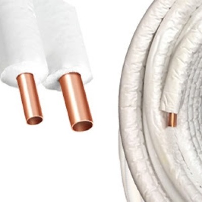 (VRV) Beyaz İzolasyonlu 9 Mm Çiftli Bakır Boru 1/2 - 3/4 50 Mt