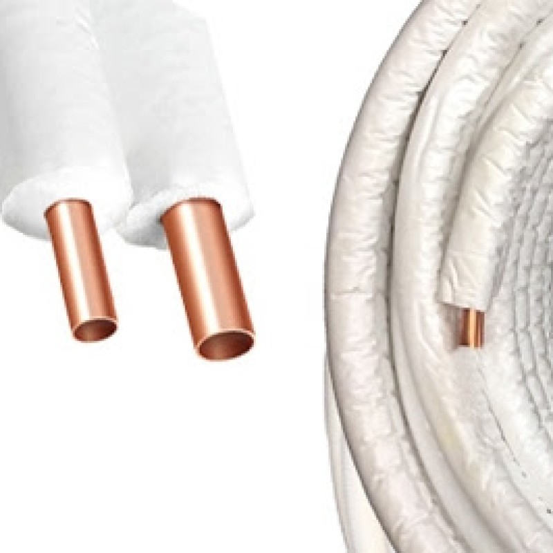 (VRV) Beyaz İzolasyonlu 9 Mm Çiftli Bakır Boru 1/2 - 3/4 50 Mt